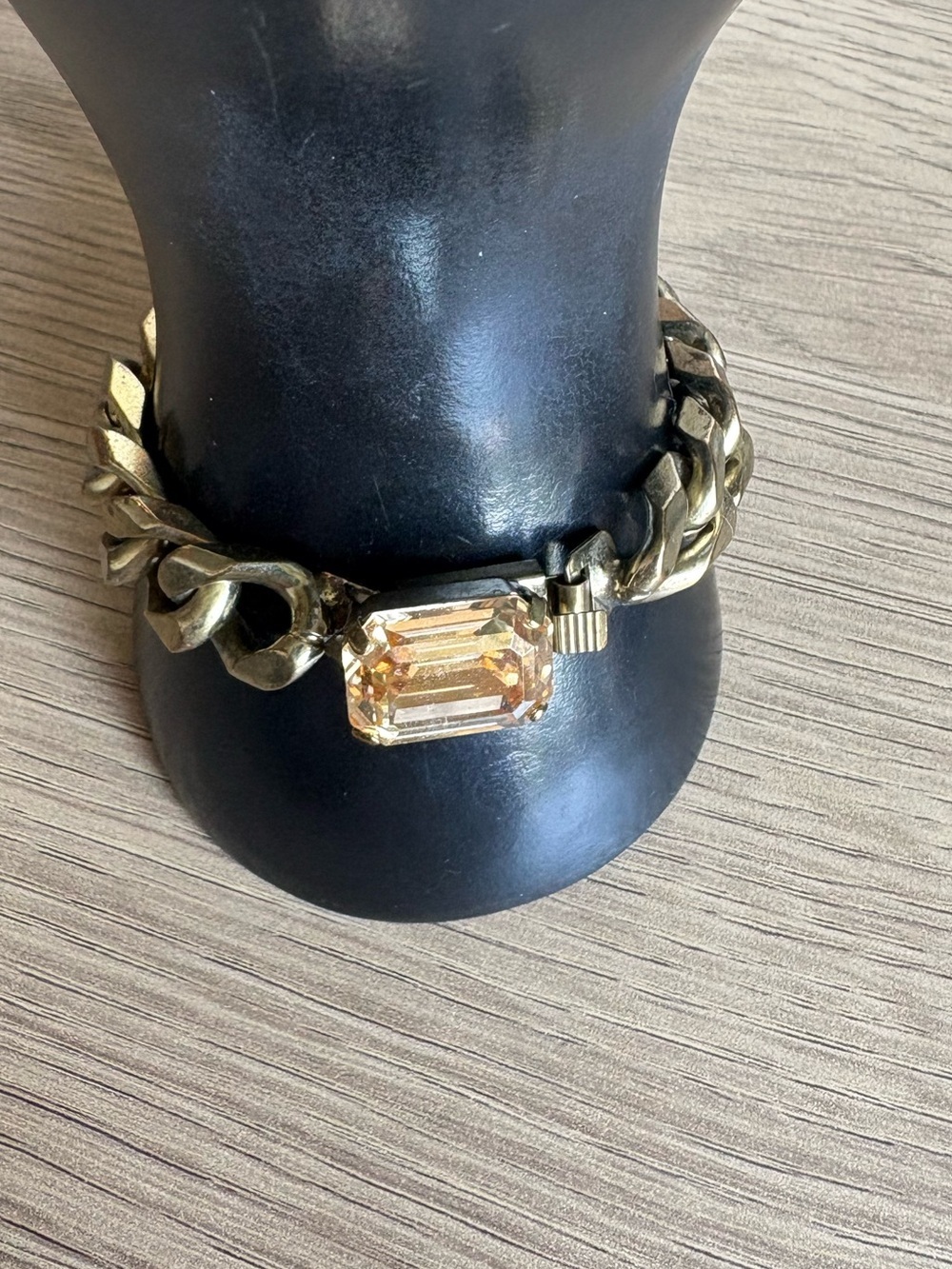 OTAZU Gold-Tone Chain Bracelet with Champagne Center Stone